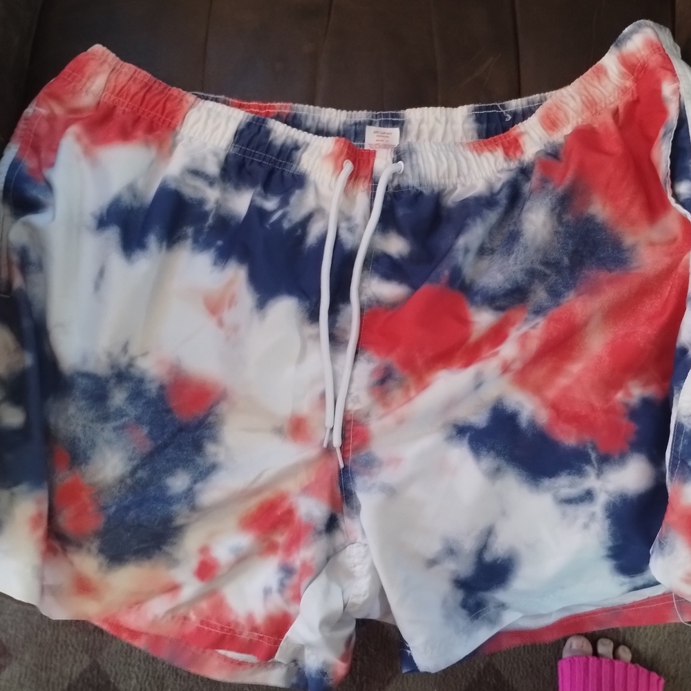 Men's Red and Blue Swim Trunks